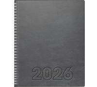 BRUNNEN Calendario de libro Mod. Manager Wt 7 weektimer 2026 | 210 × 260 mm, piel sintética, gris