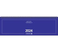 BRUNNEN Calendario semanal modelo 775 2024 2 páginas = 1 semana tamaño de la hoja 42 x 13,7 cm, azul