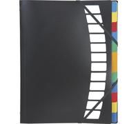 Brunnen - Carpeta tipo acordeón (plástico, A4, 12 separadores), color negro