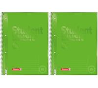 Brunnen - Cuaderno escolar con encuadernación en espiral, 4 orificios, 25 líneas, 90 g/m², tamaño A4 (Paquete de 2)
