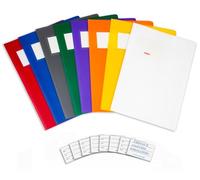 Brunnen Fact Fundas para cuadernos A4 - Fundas robustas de plástico estable con placa intercambiable para el nombre - Juego de fundas para cuadernos de colores surtidos (juego de 8 con etiquetas para