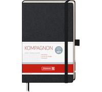 Brunnen Kompagnon - Cuaderno de notas (12,5 x 19,5 cm, cuadriculado, 22, 96 páginas), color negro