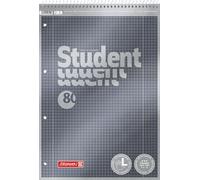 BRUNNEN Libreta Premium Student en espiral superior | A4, línea 28, 80 hojas, antracita