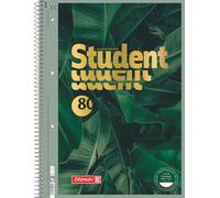 BRUNNEN Libreta Premium Student "Jungle" | A4, líneas 28, 80 hojas, verde | A4, línea 28, 80 hojas, verde/oro