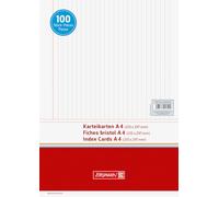 Brunnen - Paquete de 100 fichas (A4, horizontal, 180 g/m², con rayas), color blanco