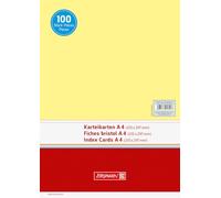 Brunnen - Paquete de 100 fichas (A4, horizontal, 180 g/m², sin rayas), color amarillo