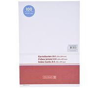 Brunnen - Paquete de 100 fichas (A4, horizontal, 180 g/m², sin rayas), color blanco