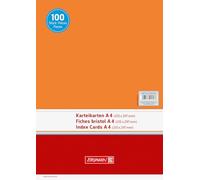 Brunnen - Paquete de 100 fichas (A4, horizontal, 180 g/m², sin rayas), color naranja