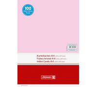 Brunnen - Paquete de 100 fichas (A4, horizontal, 180 g/m², sin rayas), color rojo