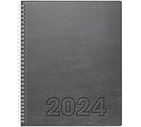 BRUNNEN Weektimer® 2024 - Agenda semanal modelo Manager Wt 7, 2 páginas = 1 semana, tamaño de la hoja 21 x 26 cm, color gris