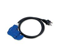 BRUNNER Adaptador de Corriente Schuko Macho con Doble Toma (CEE de Tres Polos + Schuko Hembra), Cable de Goma de 150 cm (3 x 1,5 m^2), homologado CE 230 V-16 A, IP 44