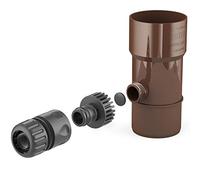 BRYZA® Desagüe canalón Agua Lluvia DN Ø90 mm marrón | Colector Speedy para bajantes, Filtro de Bajada, Manguera jardín, conexión rápida