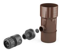 BRYZA® Desagüe de barril de lluvia DN Ø 110 mm marrón depósito de lluvia Speedy para bajante de manguera de jardín, acoplamiento rápido