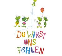 bsb Tarjeta de despedida de 11,5 x 17,0 cm - bonita tarjeta de despedida colega y colega con diseño de ranas - tarjeta amorosa para jubilación - regalo de despedida de colegas