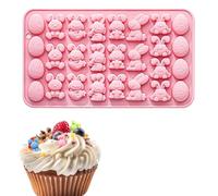 Bsbkoj - Molde de silicona, diseño de conejito de chocolate, 21,1 x 12,1 cm con barra de fieltro con función de rotulador, decoración de la torta, con decoración floral, para el hogar y la cocina