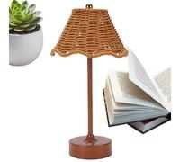 Bsbkoj Rattan Table Lamp, Wicker 12,6 pulgadas recargable LED, Cable Wicker Hardware, Precision Feature Touch-Control Shield with Natural Style, Regulable Light for Bedrooms and Offices