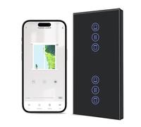 BSEED Doble Interruptor Inteligente Persiana WiFi,157 * 86mm Negro,Interruptor Inteligente Pared de Persiana Compatible con Smart Life,Tuya,Alexa y Google Home,Control por Voz,Panel de Cristal