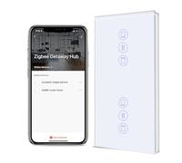 BSEED Doble Interruptor Inteligente Persiana Zigbee,157 * 86mm Blanco,Interruptor Inteligente Pared de Persiana Compatible con Smart Life,Tuya,Alexa y Google Home,Control por Voz,Panel de Cristal