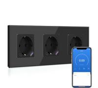 BSEED Enchufe Inteligente con Cargador Rápido USB C 20W, Toma de Corriente Inteligente Eempotrada con Medición de Corriente Funciona con Alexa/Google Home, Enchufe con Smart Life App,3 Gang Negro