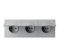 BSEED Enchufe Pared con Tapa Impermeable, Enchufe Empotrable de PC con Garfio, Enchufes Gris Claro 3 Gang 220 * 80mm