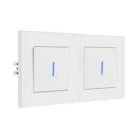 BSEED Interruptor Doble pared con Garras, Interruptor Conmutador con LED Indicador, 1 Gang 2 Vías, Interruptor de luz con Marco de PC mate, Fácil de Instalar, 157 * 86mm Blanco