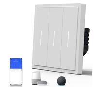 BSEED Interruptor Inteligente Mate,Control de Voz,Control de APP,Requiere Cable Neutro,3 Gang 1 Vía,Blanco 86mm