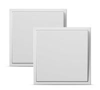 BSEED Interruptor Pared,1 Gang 2 Vías Blanco 80x80mm 2-Pack,Interruptor Conmutador de Luz Empotrado 16A,Panel de Plástico,con Ganchos de Sujeción Fijos,Diseño sin Tornillos