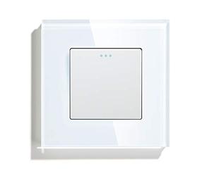 BSEED Interruptor pared Normal,Basculante Con Luz de Orientación,Marco de Cristal,Fácil Instalación,Fáciles de Limpiar,1 Gang 1 Vía,86mm Blanco