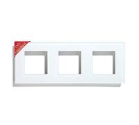 BSEED Marco de cristal cuadrado blanco para bricolaje, 228 x 86 mm, apto para interruptor de luz BSEED de 50 mm, solo enchufe