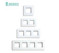 BSEED - Marco de Cristal para Enchufe de Pared, Estándar Europeo, Panel de Interruptor de Cristal con Placa Metálica, 86/157/228/299 mm, Blanco, Negro, Dorado Marco Triple Dorado