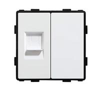 BSEED Marco Interruptor de Pared,Marco de vidrio panel,Compatible con Pulsador, Conmutador y Enchufe Schuko,Fácil de Montar,FK CAT6,Blanco 86mm