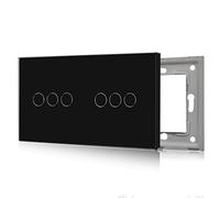 BSEED Nueva Versión Interruptor de Luz de Pared Panel de Vidrio Táctil Solo doble 3 Gang Negro 157mm * 86mm