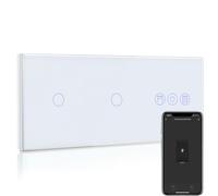 BSEED WiFi Interruptor Doble con Interruptor Persiana Blanco,1 Gang 1 Vía Interruptor de Pared Compatible con Alexa y Google Home, Control por APP o Voz, Función de Temporizador, Requiere Cable Neutro