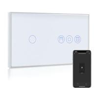 BSEED WiFi Interruptor Persiana con Interruptor Blanco,1 Gang 1 Vía Interruptor de Pared Smart Compatible con Alexa y Google Home, Control por APP o Voz, Función de Temporizador, Requiere Cable Neutro
