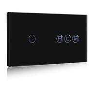 BSEED WiFi Interruptor Persiana con Interruptor Negro,1 Gang 1 Vía Interruptor de Pared Smart Compatible con Alexa y Google Home, Control por APP o Voz, Función de Temporizador, Requiere Cable Neutro