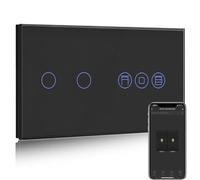 BSEED WiFi Interruptor Persiana con Interruptor Negro,2 Gang 1 Vía Interruptor de Pared Smart Compatible con Alexa y Google Home, Control por APP o Voz, Función de Temporizador, Requiere Cable Neutro