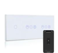 BSEED WiFi Interruptor Persiana Doble con Interruptor Blanco,1 Gang 1 Vía Interruptor de Pared Compatible con Alexa y Google Home, Control por APP o Voz, Función de Temporizador, Requiere Cable Neutro