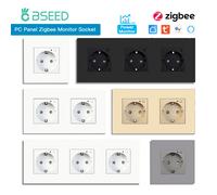 Bseed Zigbee Monitor de energía enchufe de pared PC marco de plástico doble enchufes inteligentes enchufes triples Tuya Google Home Control de vida inteligente