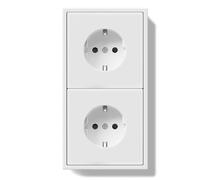 BSEEDLIFE Doble Enchufe Pared,Enchufe Schuko de Empotrar 2 Gang,16A,Marco Para PC,Fácil Instalación,Garras Plegables,150 * 80mm Blanco