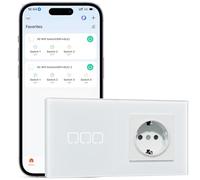 BSEEDLIFE Enchufe con Interruptor Inteligente WiFi Empotrado,Smart Interruptor con Enchufe Táctil Pared,3 Gang 1 Vía 86 * 86 mm,Compatible con Alexa y Google Home (Aplicación Tuya/Smart Life),Blanco
