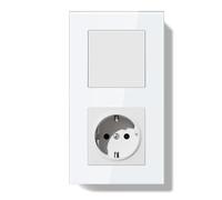 BSEEDLIFE Enchufe con Interruptor,Interruptor Pared Conmutador Empotrado con Marco de Cristal,1 Gang 2 Vías Fácil Instalación 157 * 86mm Blanco