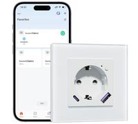 BSEEDLIFE Enchufe Inteligente Zigbee de Cristal,1 Gang 86 * 86mm,Smart Zigbee Enchufe Pared con Función de Medición de Electricidad,Carga Rápida USB-A/C de 20 W,Blanco