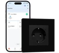 BSEEDLIFE Enchufe Inteligente Zigbee de Cristal,1 Gang 86 * 86mm,Smart Zigbee Enchufe Pared Empotrada,Remoto Control por Aplicación,Compatible con Alexa/Google,Negro