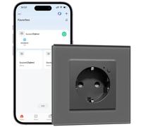 BSEEDLIFE Enchufe Inteligente Zigbee de Cristal,1 Gang 86 * 86mm,Smart Zigbee Enchufe Pared Empotrada,Remoto Control por Aplicación,Compatible con Alexa/Google,Gris