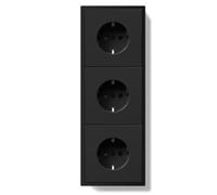 BSEEDLIFE Enchufe Pared,Enchufe Pared Schuko de Empotrar 3 Gang,16A,Marco Para PC,Fácil Instalación,Garras Plegables,220 * 80mm Negro