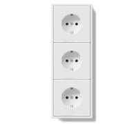 BSEEDLIFE Enchufe Pared,Enchufe Pared Schuko de Empotrar 3 Gang,16A,Marco Para PC,Fácil Instalación,Garras Plegables,220 * 80mm Blanco