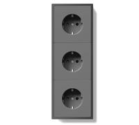 BSEEDLIFE Enchufe Pared,Enchufe Pared Schuko de Empotrar 3 Gang,16A,Marco Para PC,Fácil Instalación,Garras Plegables,220 * 80mm Gris