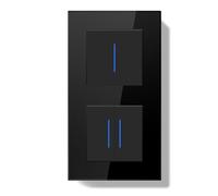 BSEEDLIFE Interruptor Doble Pared,Interruptor Conmutador de Pared con Marco de Cristal con LED Indicador,1 Gang 2 Vías+2 Gang 2 Vías,Fácil Instalación Diseño de Gancho de Garra,157 * 86mm Negro