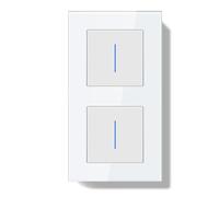 BSEEDLIFE Interruptor Doble Pared,Interruptor Conmutador de Pared con Marco de Cristal con LED Indicador,1 Gang 2 Vías+1 Gang 2 Vías,Fácil Instalación Diseño de Gancho de Garra,157 * 86mm Blanco