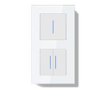 BSEEDLIFE Interruptor Doble Pared,Interruptor Conmutador de Pared con Marco de Cristal con LED Indicador,1 Gang 2 Vías+2 Gang 2 Vías,Fácil Instalación Diseño de Gancho de Garra,157 * 86mm Blanco